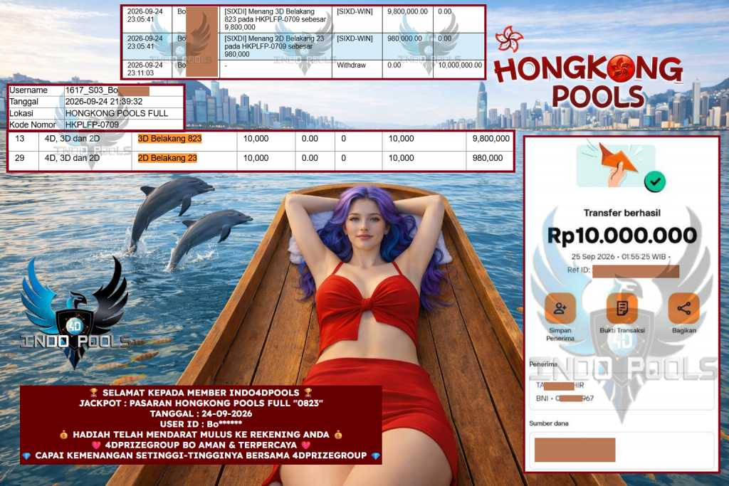 INDO4DPOOLS JACKPOT PASARAN HONGKONG POOLS FULL “0823” Rp 10.000.000,- LUNAS