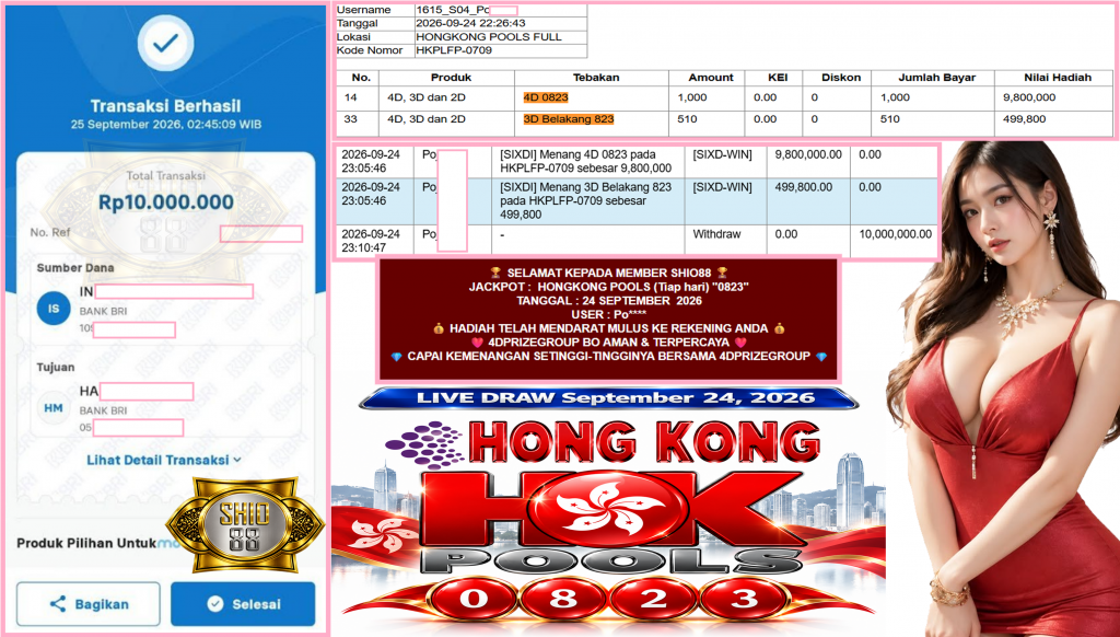 SHIO88 JACKPOT HONGKONG POOLS (Tiap hari) “0823”‎‏‏‎‎ Rp10.000.000,- LUNAS