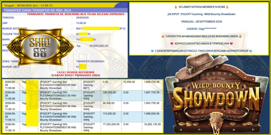 SHIO88 JACKPOT PG SOFT “Wild Bounty Showdown” Rp19.000.000,- LUNAS