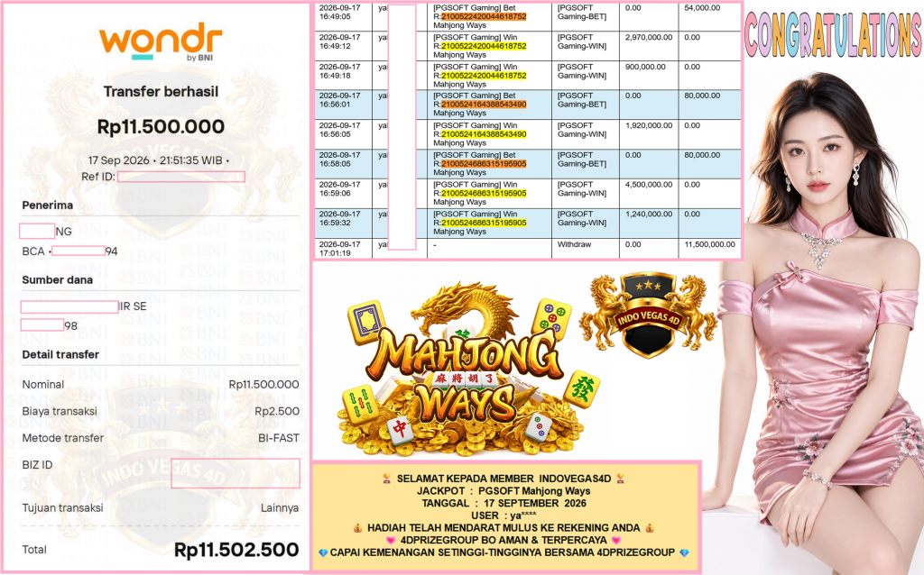 INDOVEGAS4D JACKPOT PGSOFT “Mahjong Ways”‎‎‏‏ ‎‎‏‏‎‎‏‏Rp11.500.000,- LUNAS