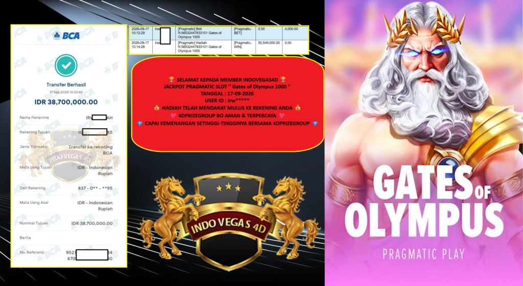 INDOVEGAS4D JACKPOT PRAGMATIC “GATES OF OLYMPUS 1000” Rp.38.700.000,-LUNAS