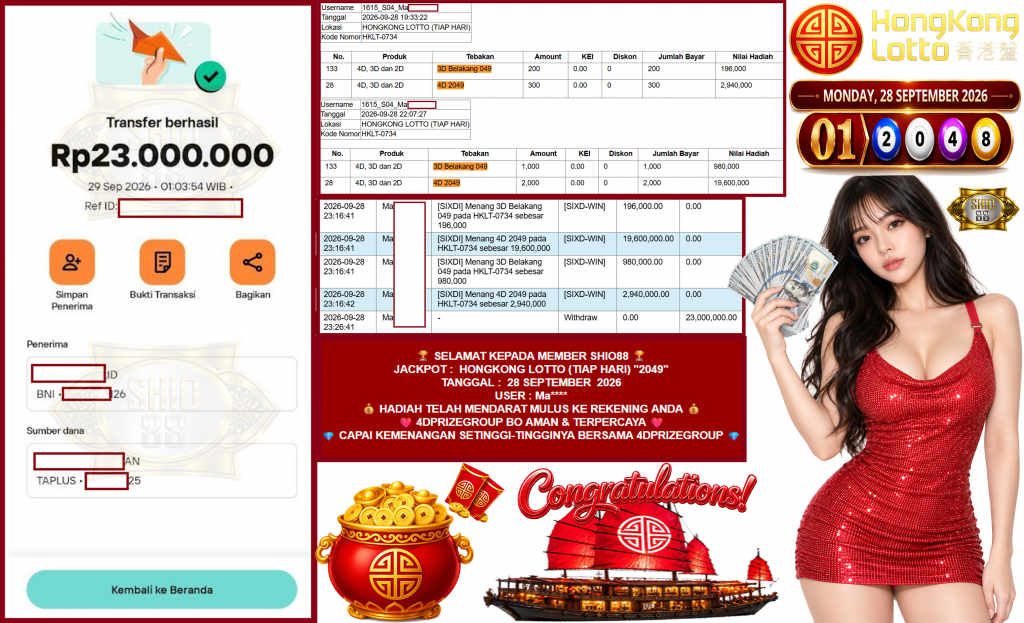 SHIO88 JACKPOT HONGKONG LOTTO (TIAP HARI) “2049”‎‏‏‎ Rp23.000.000,- LUNAS