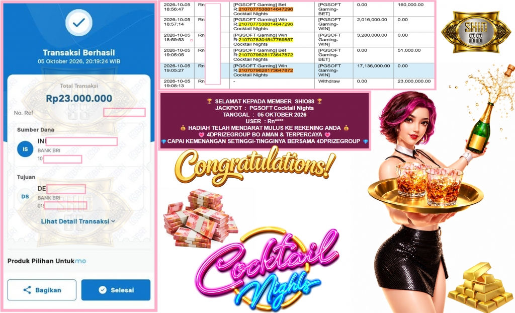 SHIO88 JACKPOT PGSOFT “Cocktail Nights”‎‎‏‏ ‎‎‏‏‎‎‏‏Rp23.000.000,- LUNAS