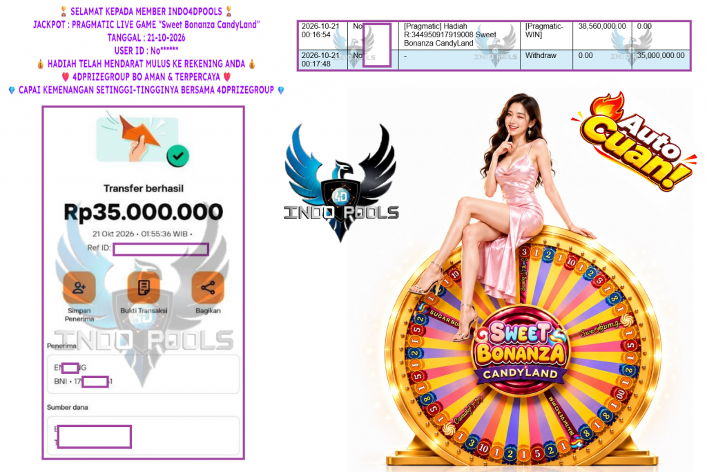 INDO4DPOOLS JACKPOT PRAGMATIC LIVE GAME “Sweet Bonanza CandyLand” ‎‏‏‎Rp 35.000.000,- LUNAS