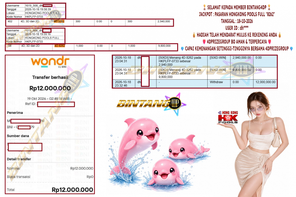 BINTANG4DP JACKPOT PASARAN HONGKONG POOLS FULL “8262” Rp 12.000.000,- LUNAS