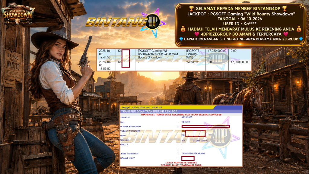 BINTANG4DP JACKPOT PGSOFT Gaming “Wild Bounty Showdown” ‎‎‏‏‎‎‏‏Rp 17.000.000,- LUNAS