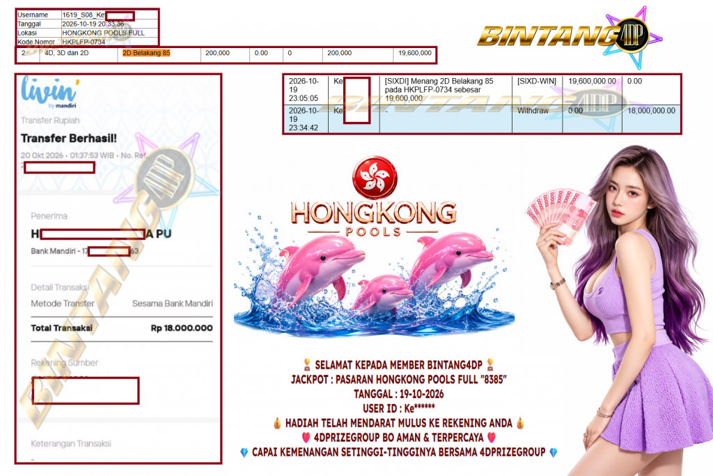 BINTANG4DP JACKPOT PASARAN HONGKONG POOLS FULL “8385” Rp 18.000.000,- LUNAS