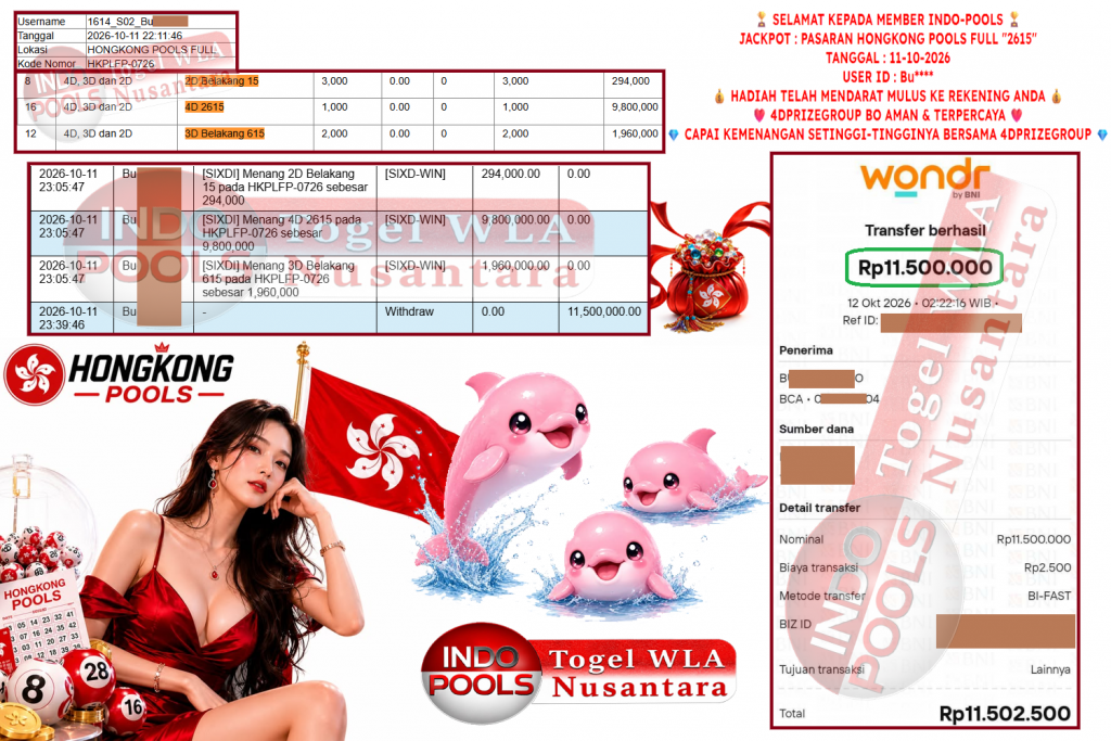 INDO-POOLS JACKPOT PASARAN HONGKONG POOLS FULL “2615” Rp 11.500.000,- LUNAS