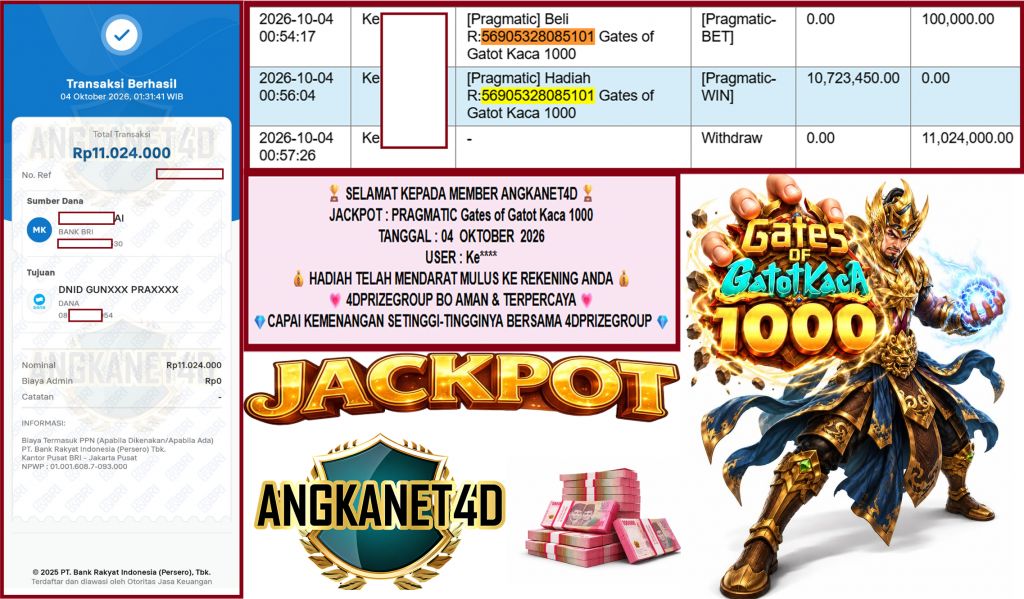ANGKANET4D JACKPOT PRAGMATIC “Gates of Gatot Kaca 1000″‎‏‏‎‎ Rp11.024.000,- LUNAS