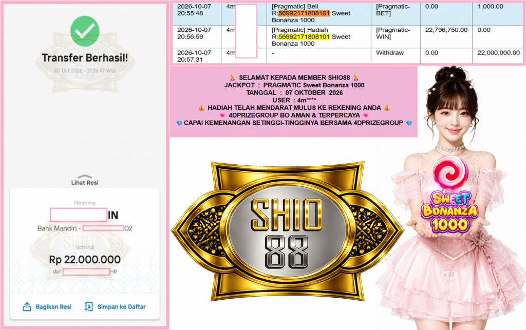SHIO88 JACKPOT PRAGMATIC “Sweet Bonanza 1000″‎‏‏‎‎ Rp22.000.000,- LUNAS