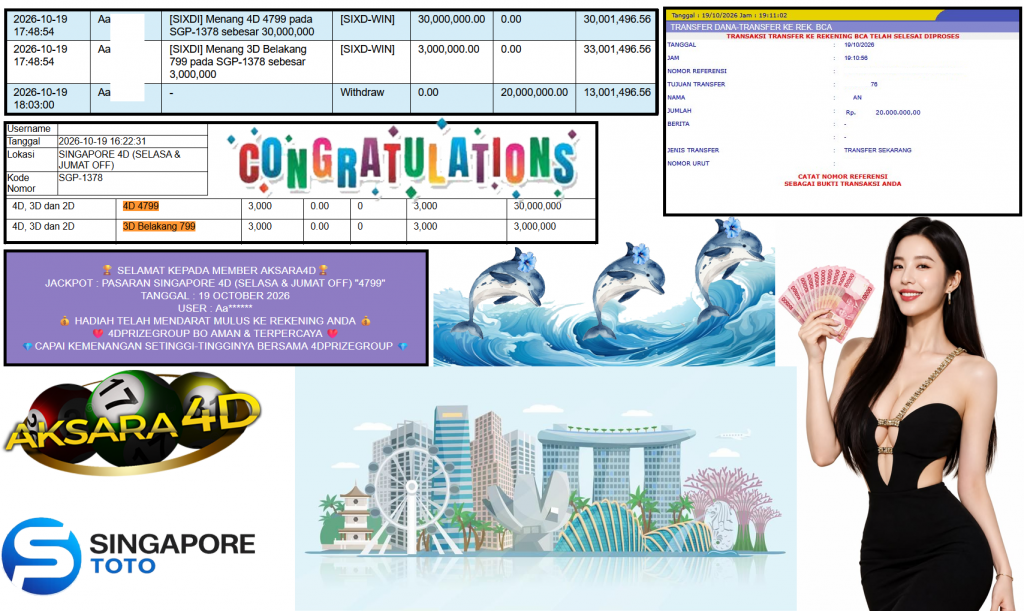AKSARA4D JACKPOT PASARAN SINGAPORE 4D (SELASA & JUMAT OFF) “4799” Rp20.000.000,- LUNAS