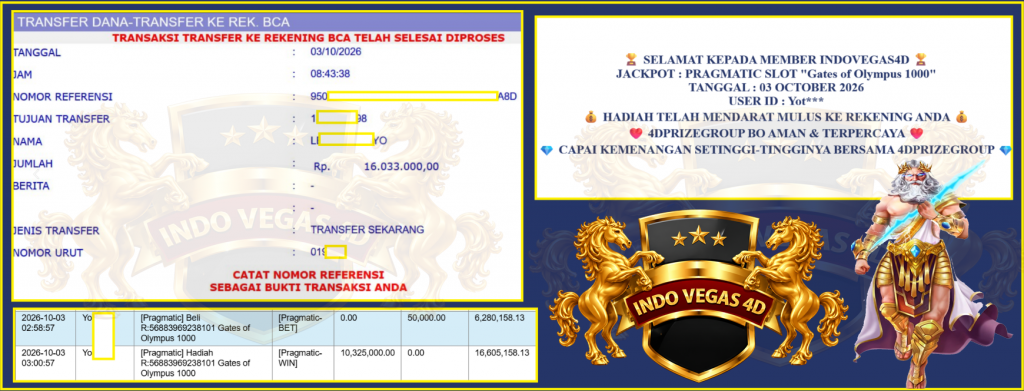 INDOVEGAS4D JACKPOT PRAGMATIC “Gates of Olympus 1000″‎‏‏‎‎ Rp16.300.000,- LUNAS