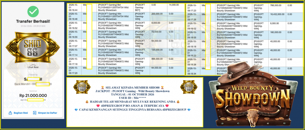 SHIO88 JACKPOT PG SOFT “Wild Bounty Showdown” Rp21.000.000,- LUNAS