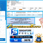 ANUGERAHTOTO JACKPOT SINGAPORE 4D (SELASA & JUMAT OFF) “3670”‎‏‏‎ Rp10.000.000,- LUNAS
