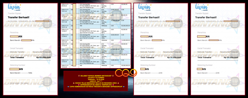 BINTANG4DP JACKPOT CQ GAMING‎‏‏‎‎ Rp 99.000.000,- LUNAS