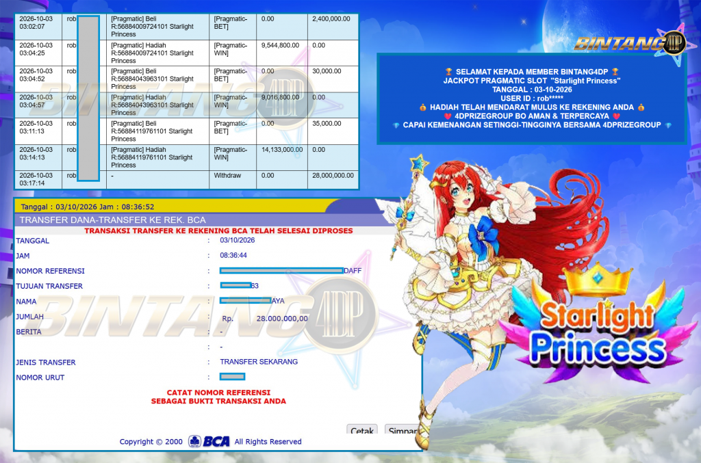 BINTANG4DP JACKPOT PRAGMATIC “Starlight Princess″‎‏‏‎‎ Rp28.000.000,- LUNAS